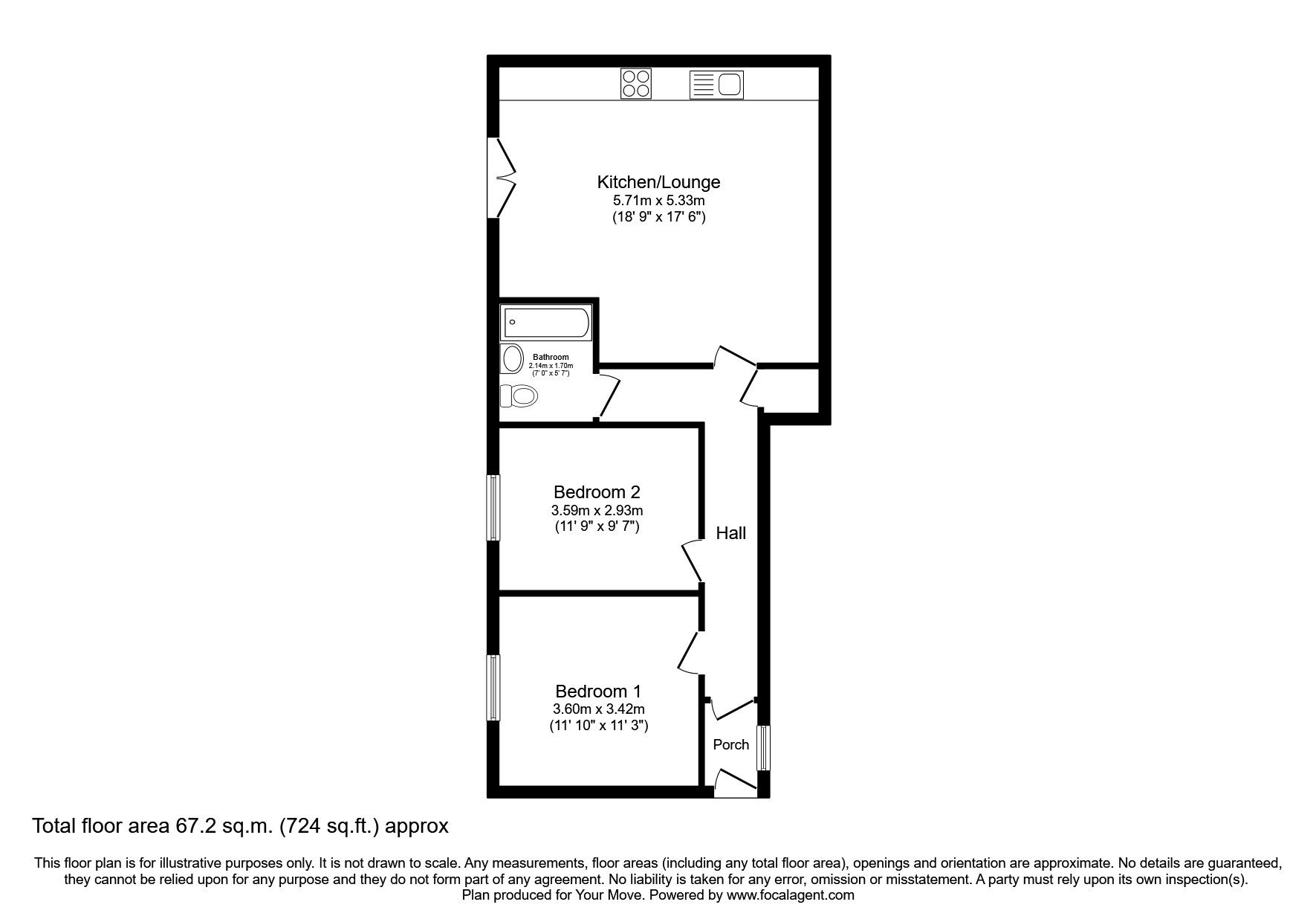 Floorplan of 2 bedroom  Flat to rent, Greenbank Terrace, Plymouth, PL4