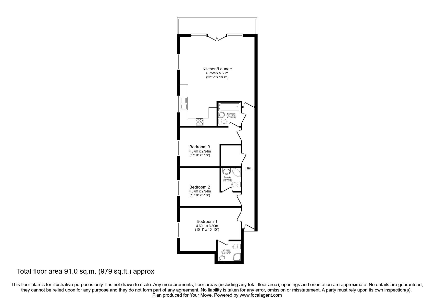 Floorplan of 3 bedroom  Flat to rent, Greenbank Terrace, Plymouth, PL4