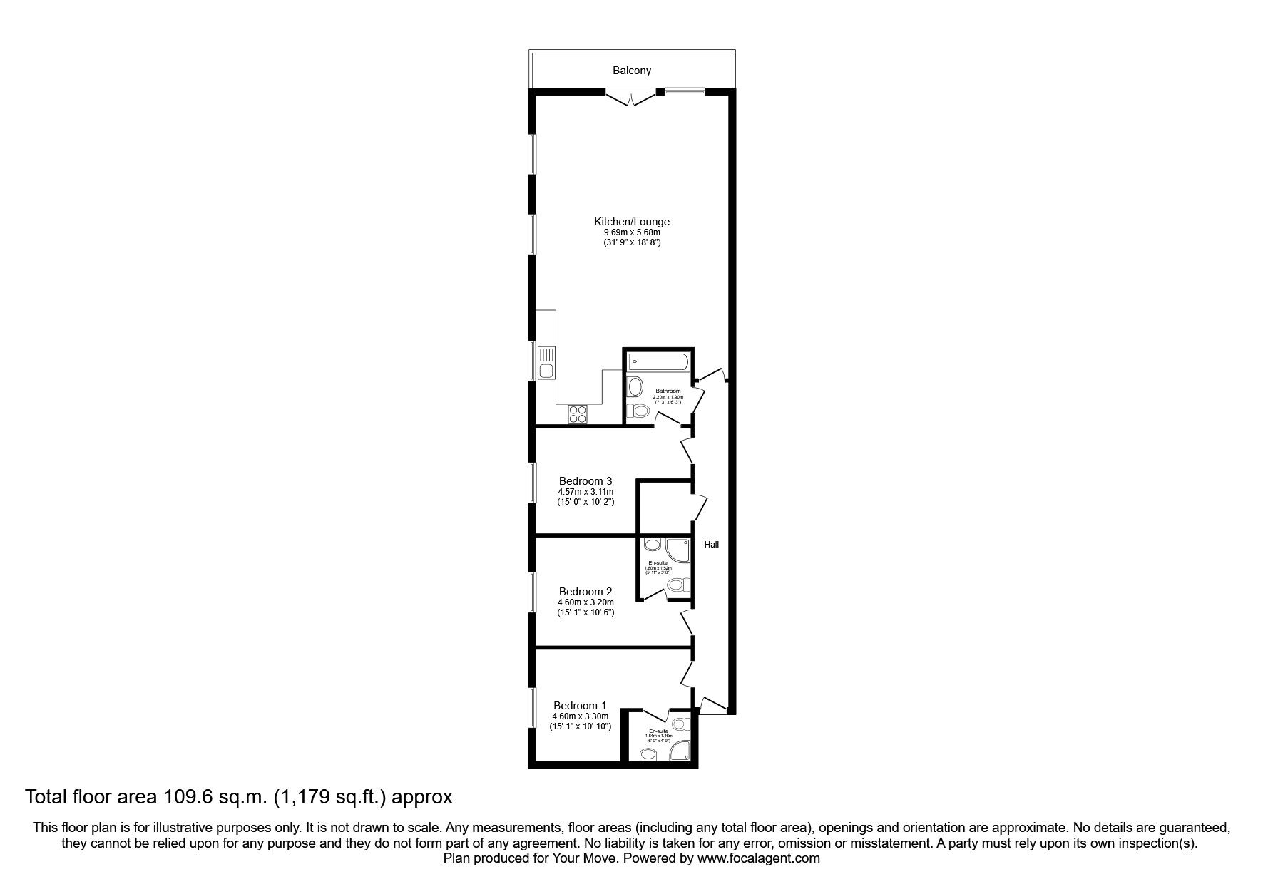 Floorplan of 3 bedroom  Flat to rent, Greenbank Terrace, Plymouth, PL4