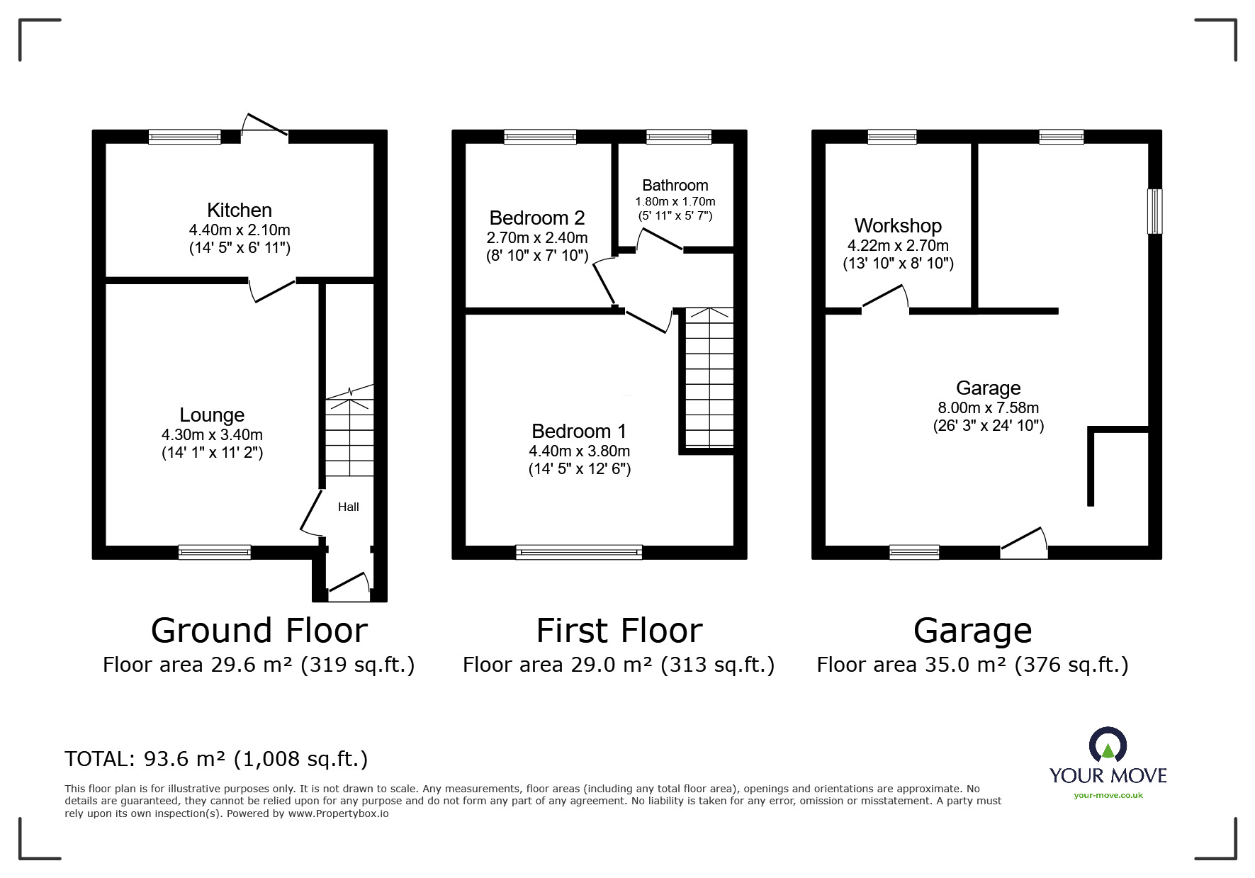 Floorplan of 2 bedroom Semi Detached House for sale, Harwood Avenue, Tamerton Foliot, Devon, PL5