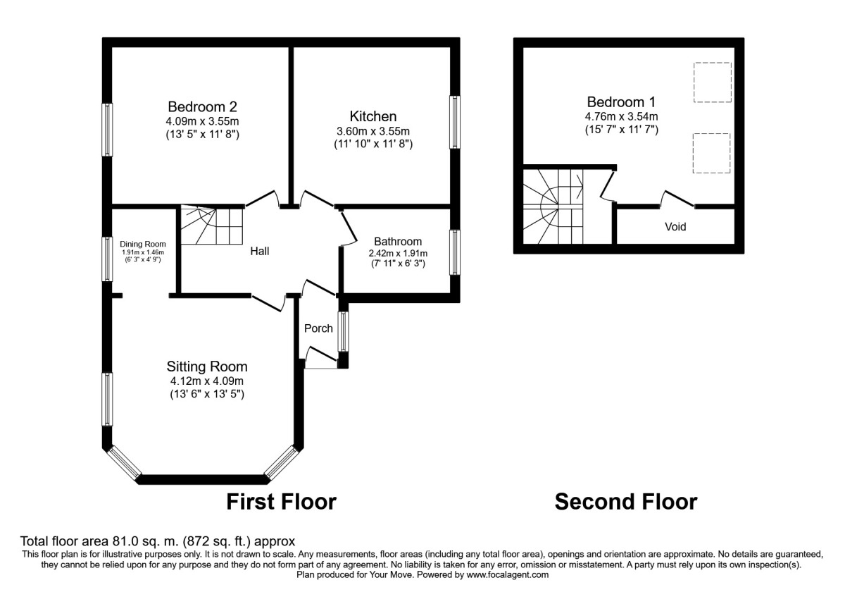 Floorplan of 2 bedroom End Terrace Flat for sale, St. Judes Road, Plymouth, Devon, PL4