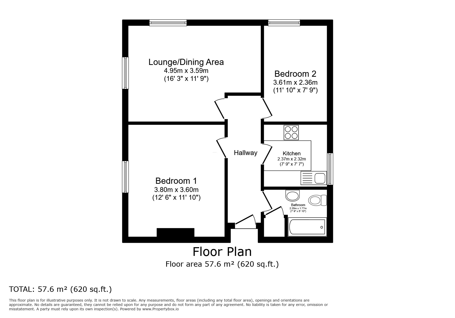 Floorplan of 2 bedroom  Flat for sale, Wingfield Road, Plymouth, Devon, PL3