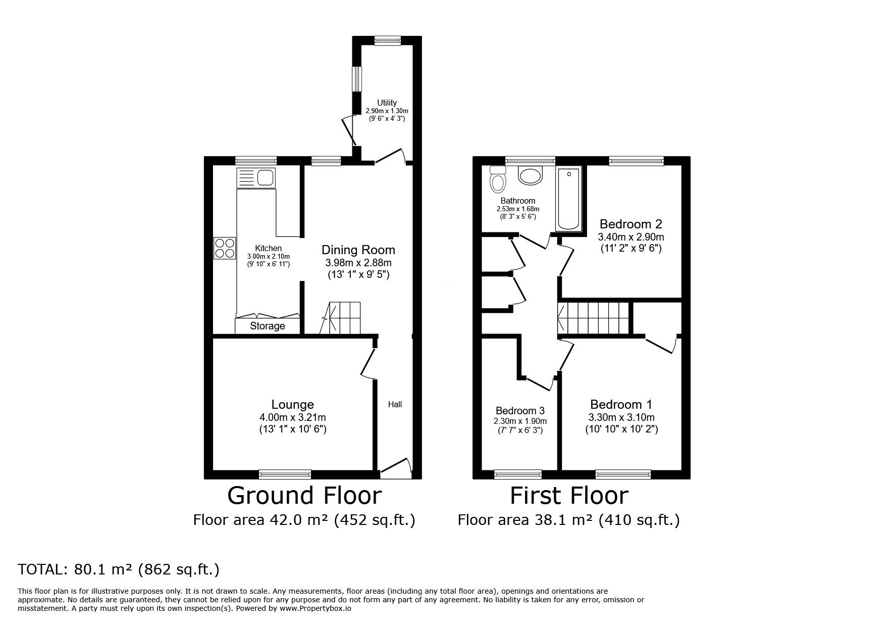 Floorplan of 3 bedroom End Terrace House for sale, Northampton Close, Plymouth, Devon, PL5