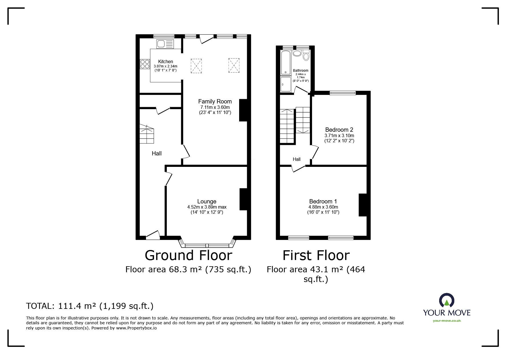 Floorplan of 2 bedroom End Terrace House for sale, Widey View, Plymouth, Devon, PL3