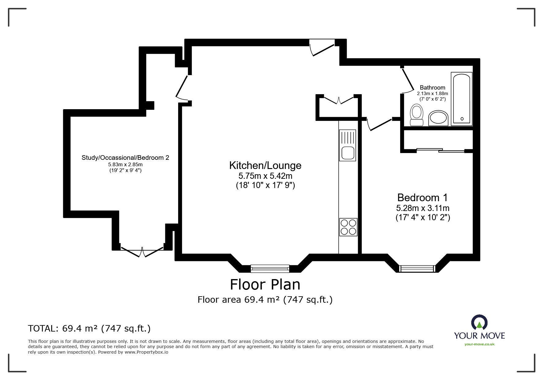 Floorplan of 2 bedroom  Flat for sale, Craigie Drive, Plymouth, Devon, PL1