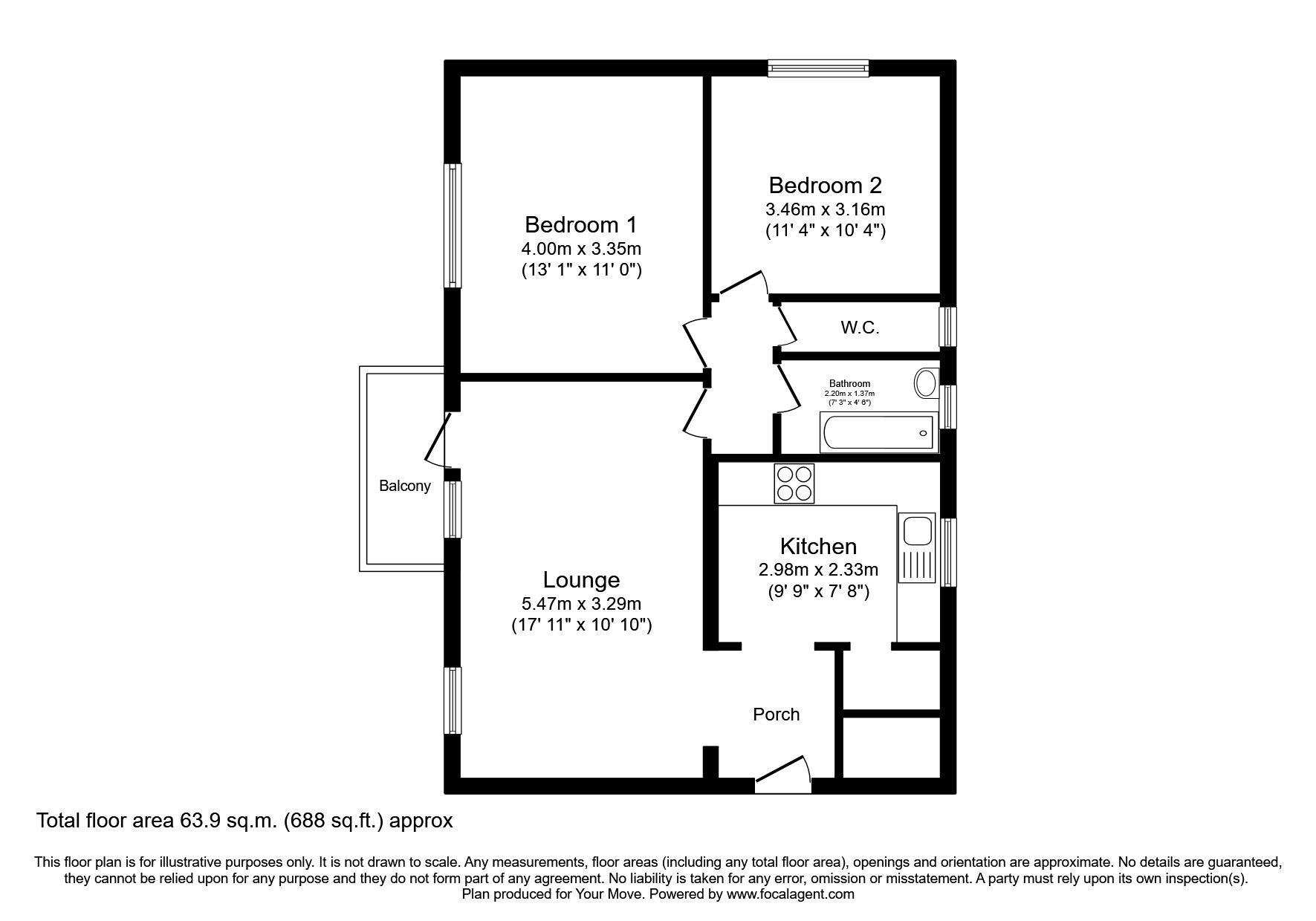 Floorplan of 2 bedroom  Flat for sale, Alma Road, Plymouth, Devon, PL3