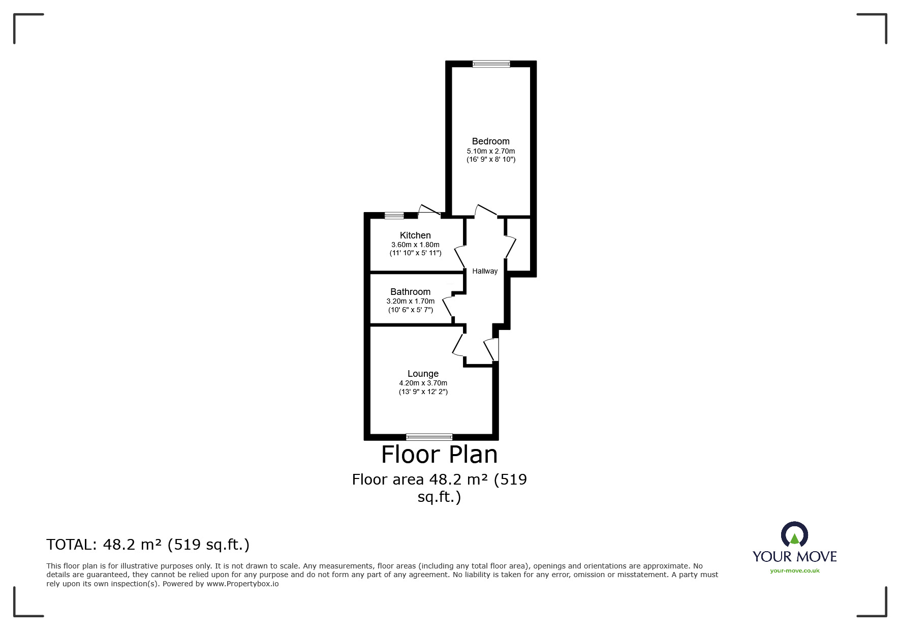 Floorplan of 1 bedroom  Flat for sale, Oxford Place, Plymouth, Devon, PL1