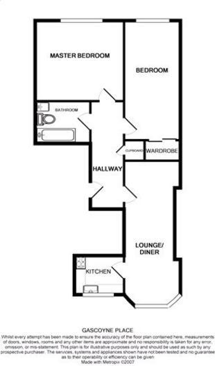 Floorplan of 2 bedroom  Flat for sale, Gascoyne Place, Plymouth, Devon, PL4