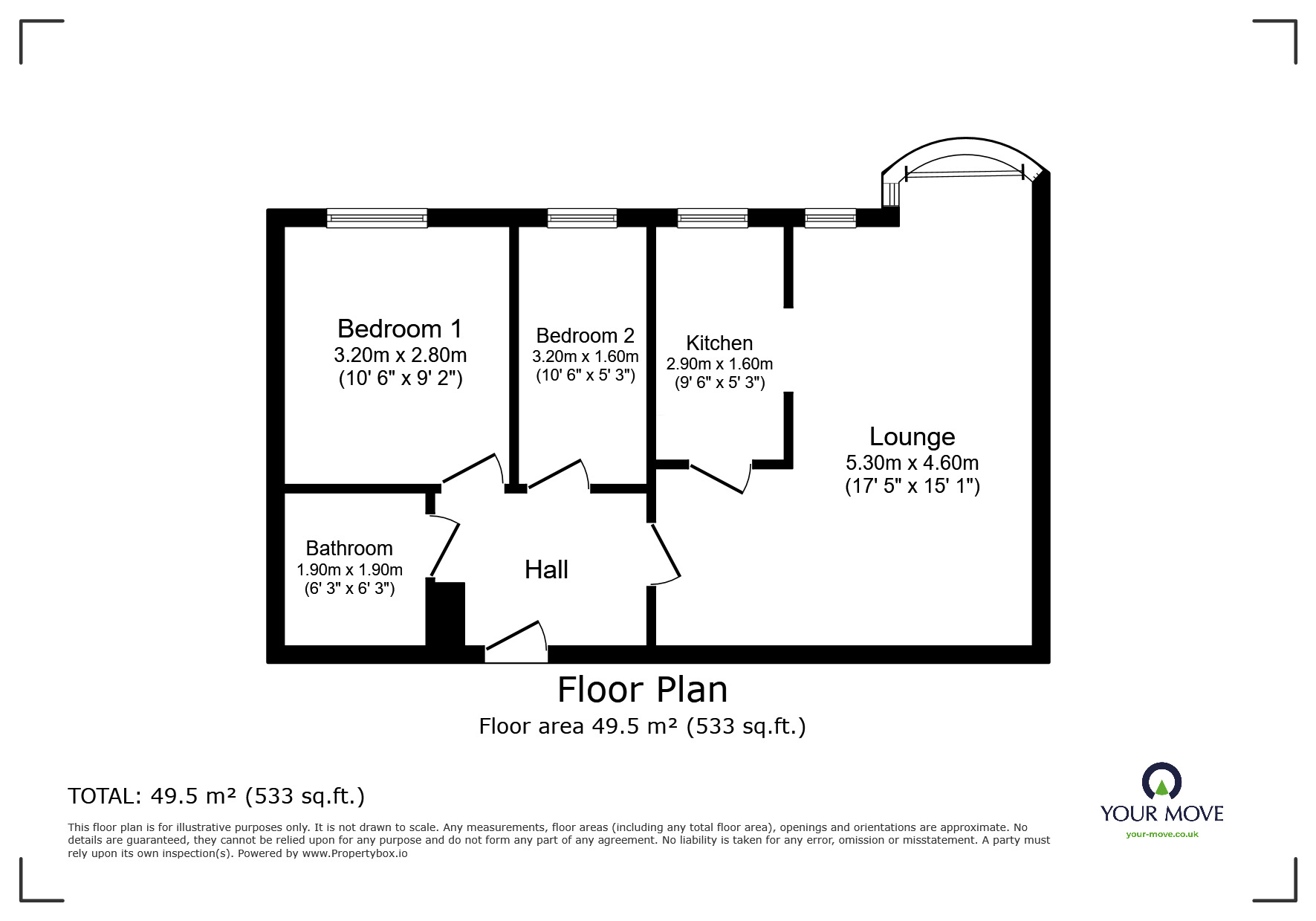 Floorplan of 2 bedroom  Flat for sale, Elliot Street, Plymouth, Devon, PL1