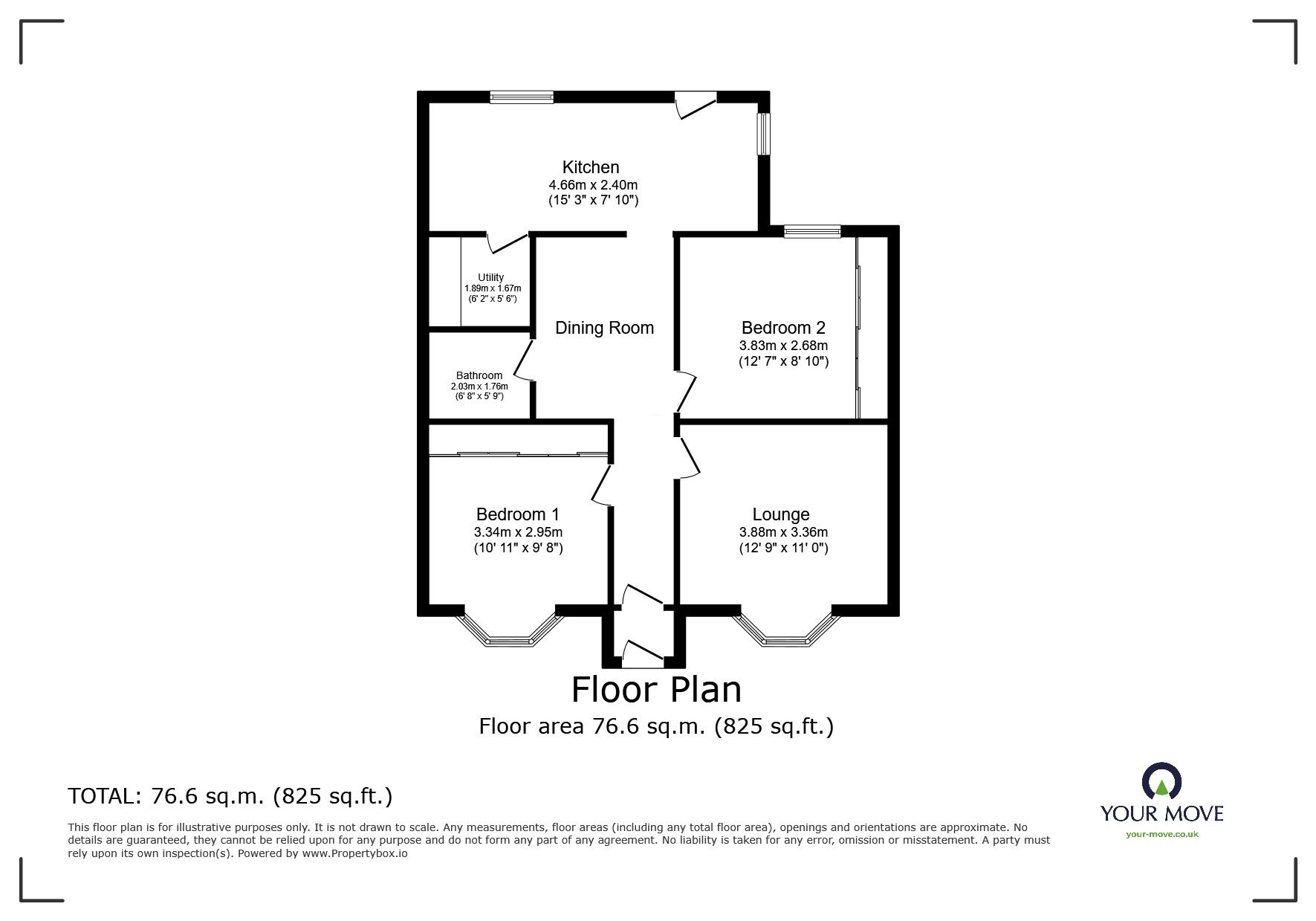 Floorplan of 2 bedroom Semi Detached Bungalow for sale, Pemros Road, Plymouth, Devon, PL5