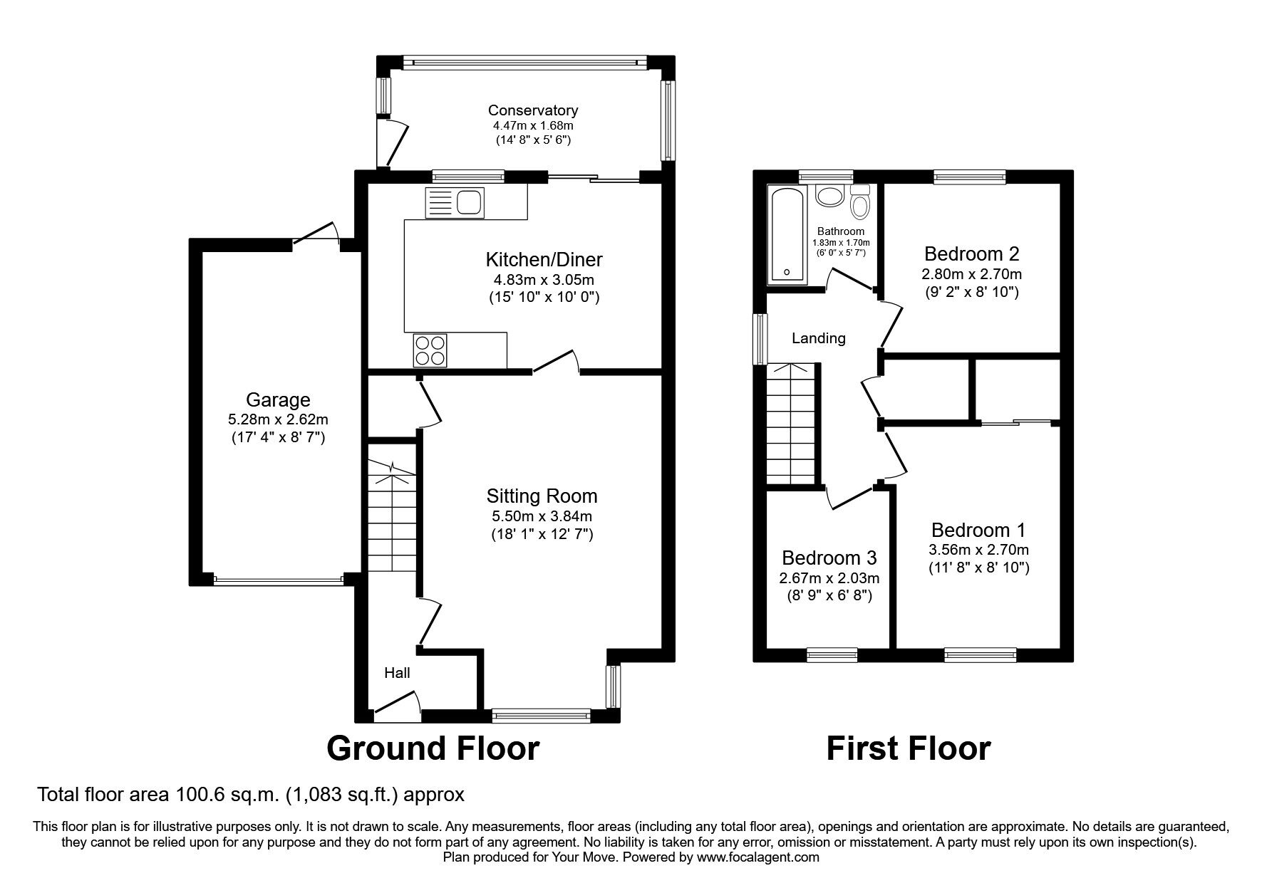 Floorplan of 3 bedroom Link Detached House for sale, Barton Drive, Newton Abbot, Devon, TQ12