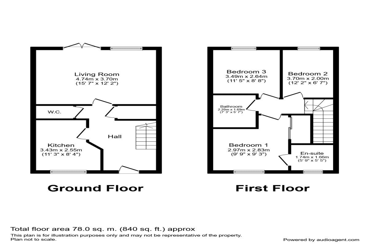 Floorplan of 3 bedroom Semi Detached House for sale, Dandelion Place, Newton Abbot, Devon, TQ12