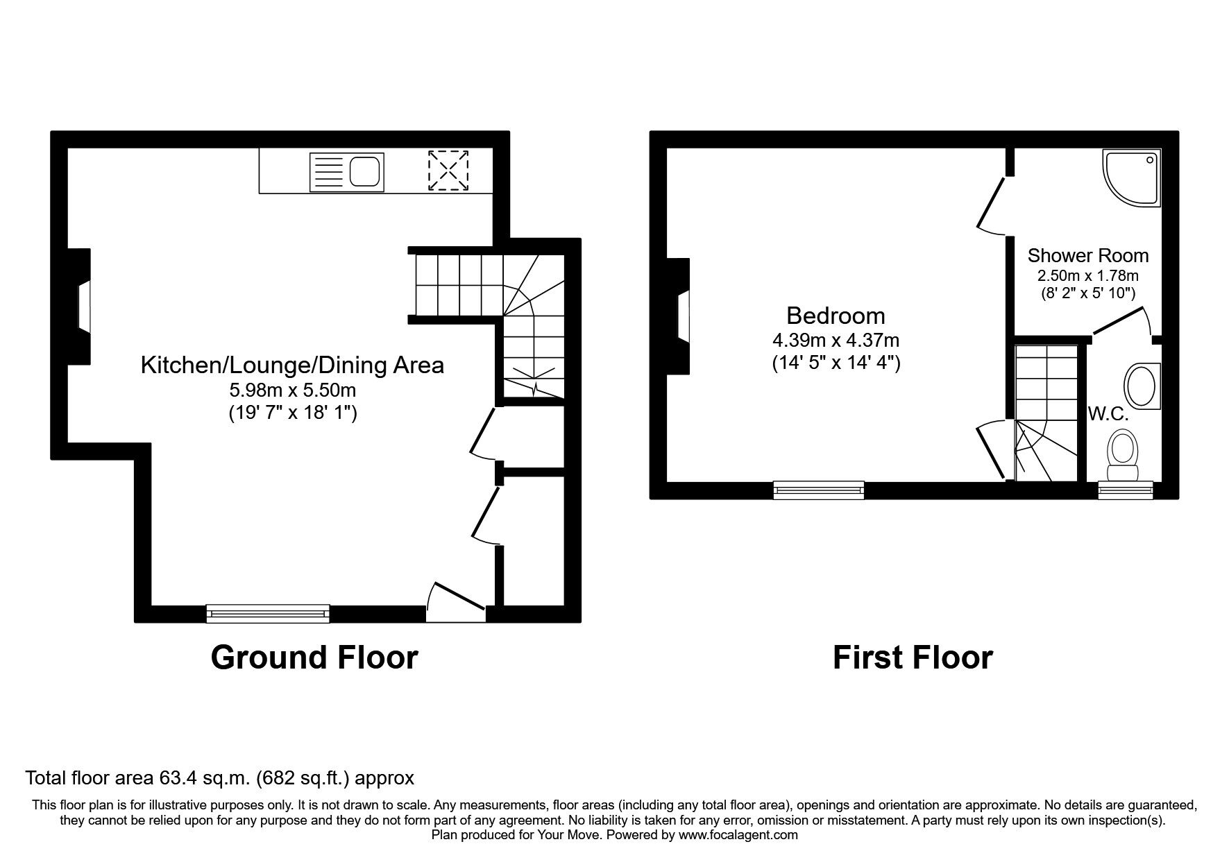 Floorplan of 1 bedroom Semi Detached House to rent, Totnes Road, Newton Abbot, Devon, TQ12