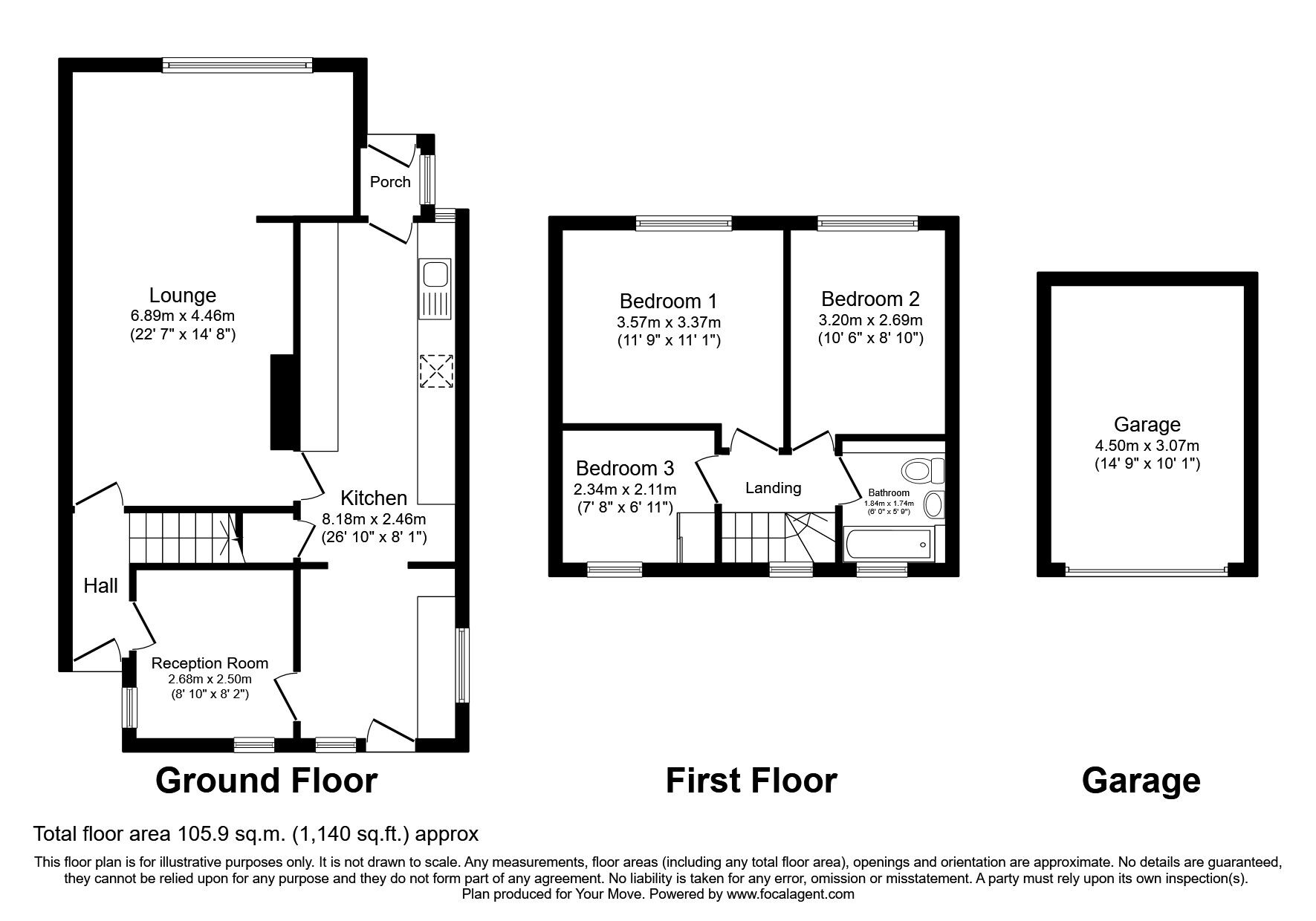 Floorplan of 3 bedroom Semi Detached House to rent, Oakland Road, Newton Abbot, Devon, TQ12