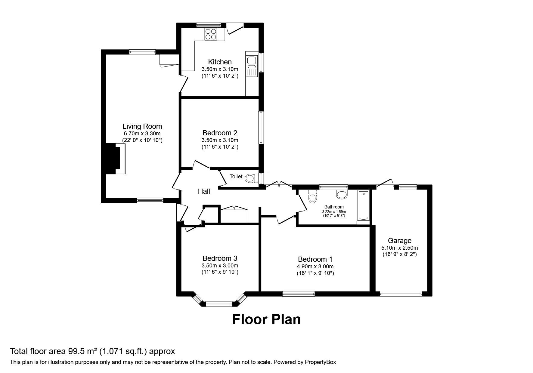 Floorplan of 3 bedroom Semi Detached Bungalow for sale, Clifford Avenue, Kingsteignton, Devon, TQ12