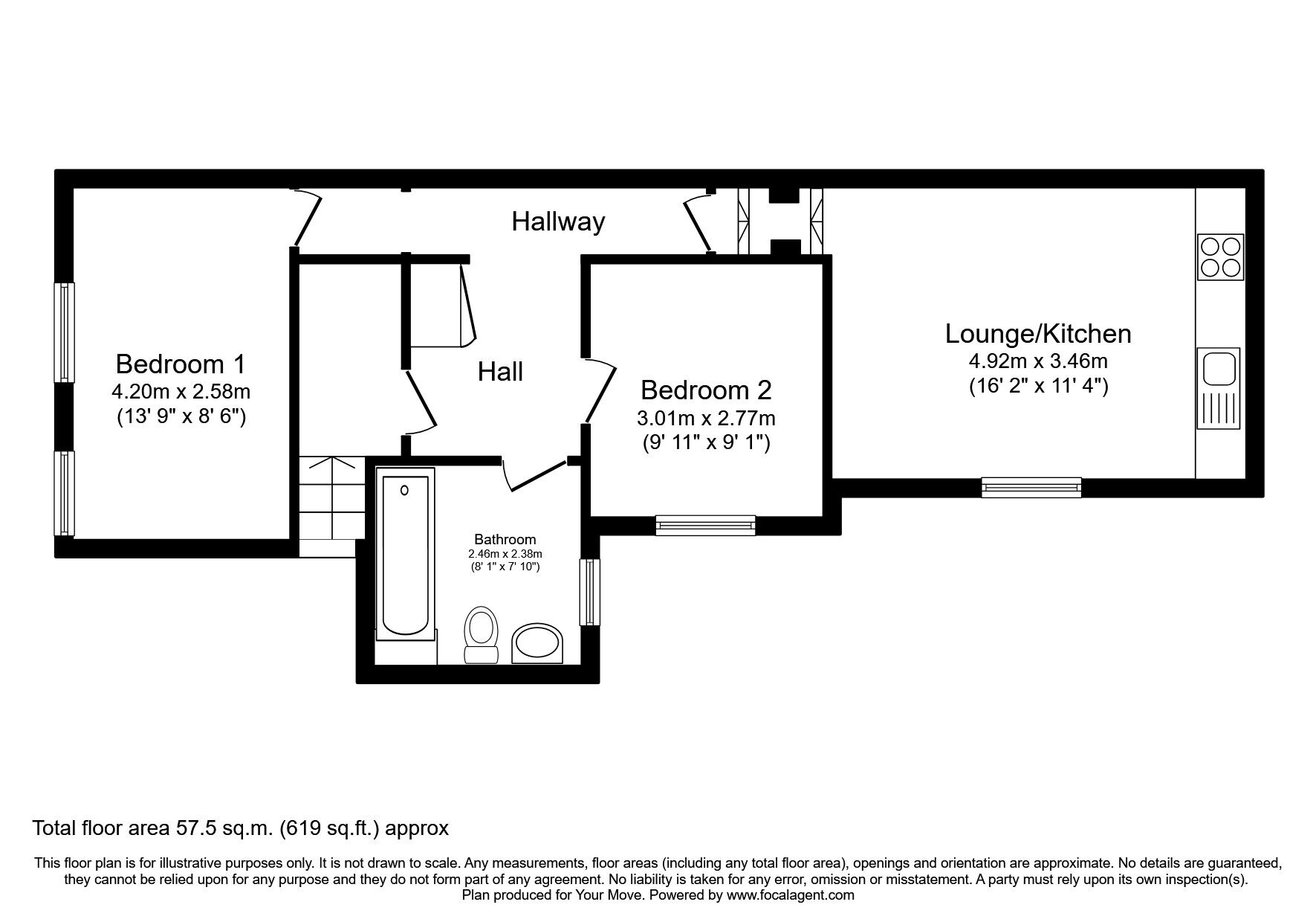 Floorplan of 2 bedroom  Flat to rent, Union Street, Torquay, Devon, TQ2