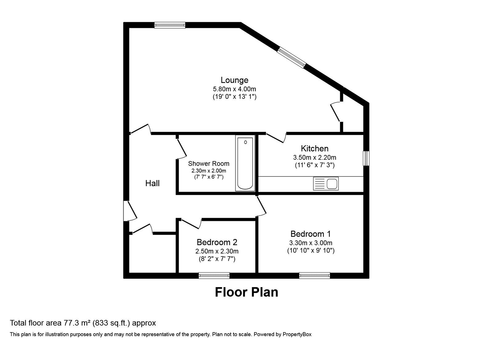 Floorplan of 2 bedroom  Flat for sale, Church Road, Newton Abbot, Devon, TQ12