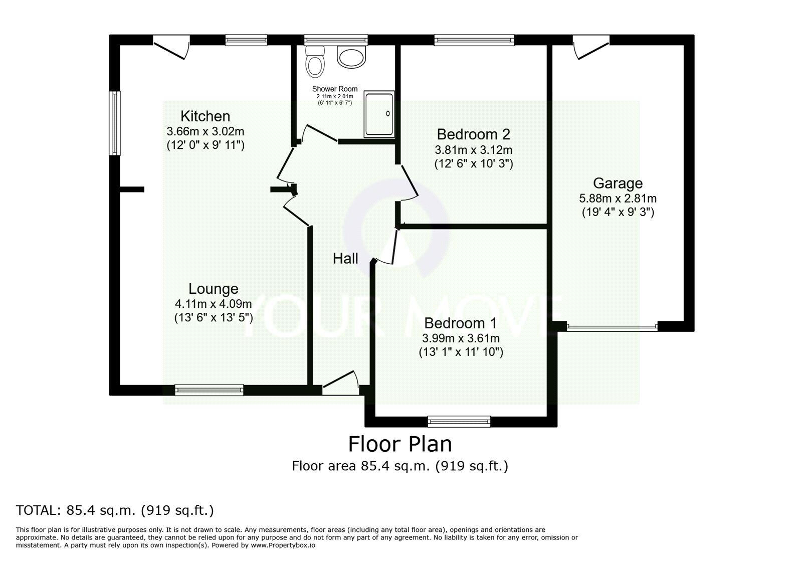 Floorplan of 2 bedroom Detached Bungalow for sale, Haytor Grove, Newton Abbot, Devon, TQ12