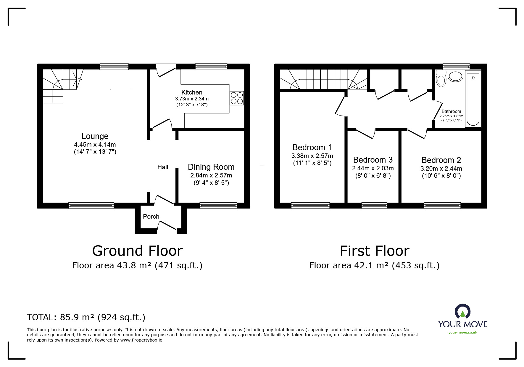 Floorplan of 3 bedroom Semi Detached House for sale, Templers Road, Newton Abbot, Devon, TQ12