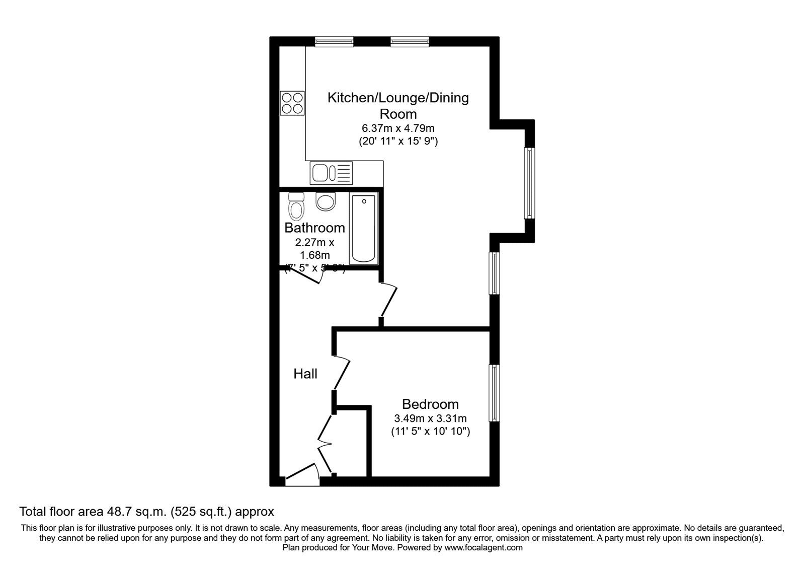 Floorplan of 1 bedroom  Flat for sale, Chicory Close, Newton Abbot, Devon, TQ12