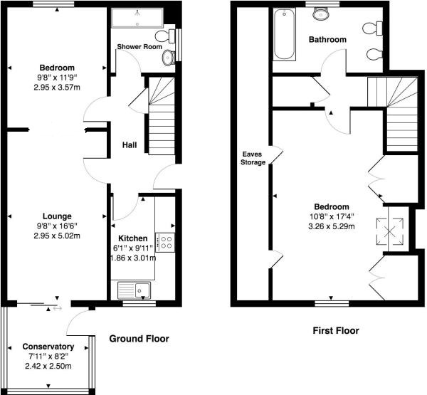 Floorplan of 2 bedroom Semi Detached House for sale, Fairwaters, Longford Lane, Newton Abbot, TQ12