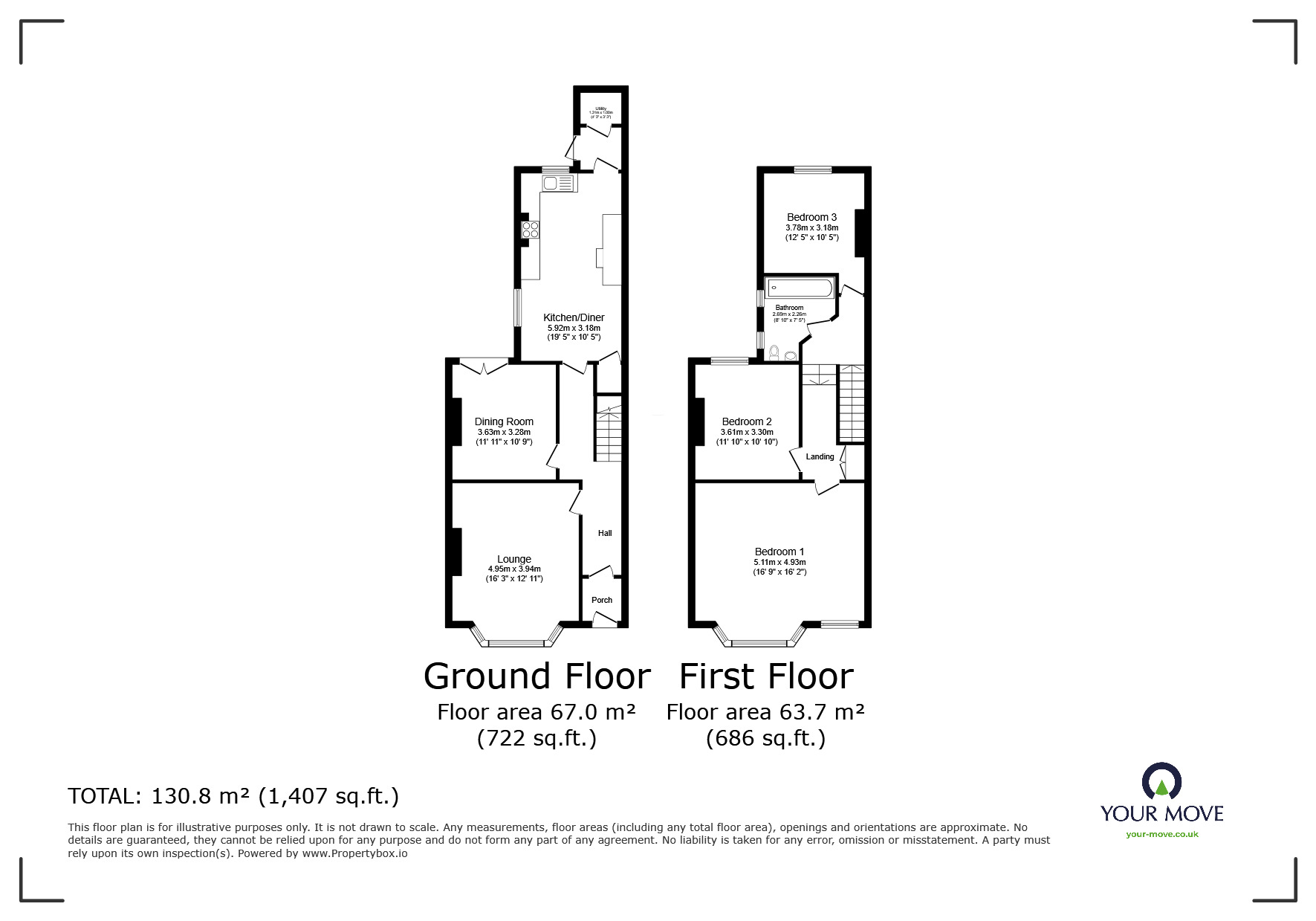 Floorplan of 3 bedroom Mid Terrace House for sale, Abbotsbury Road, Newton Abbot, TQ12