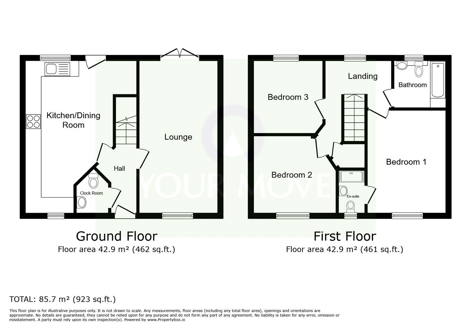 Floorplan of 3 bedroom Detached House for sale, Underhay Close, Dawlish, Devon, EX7