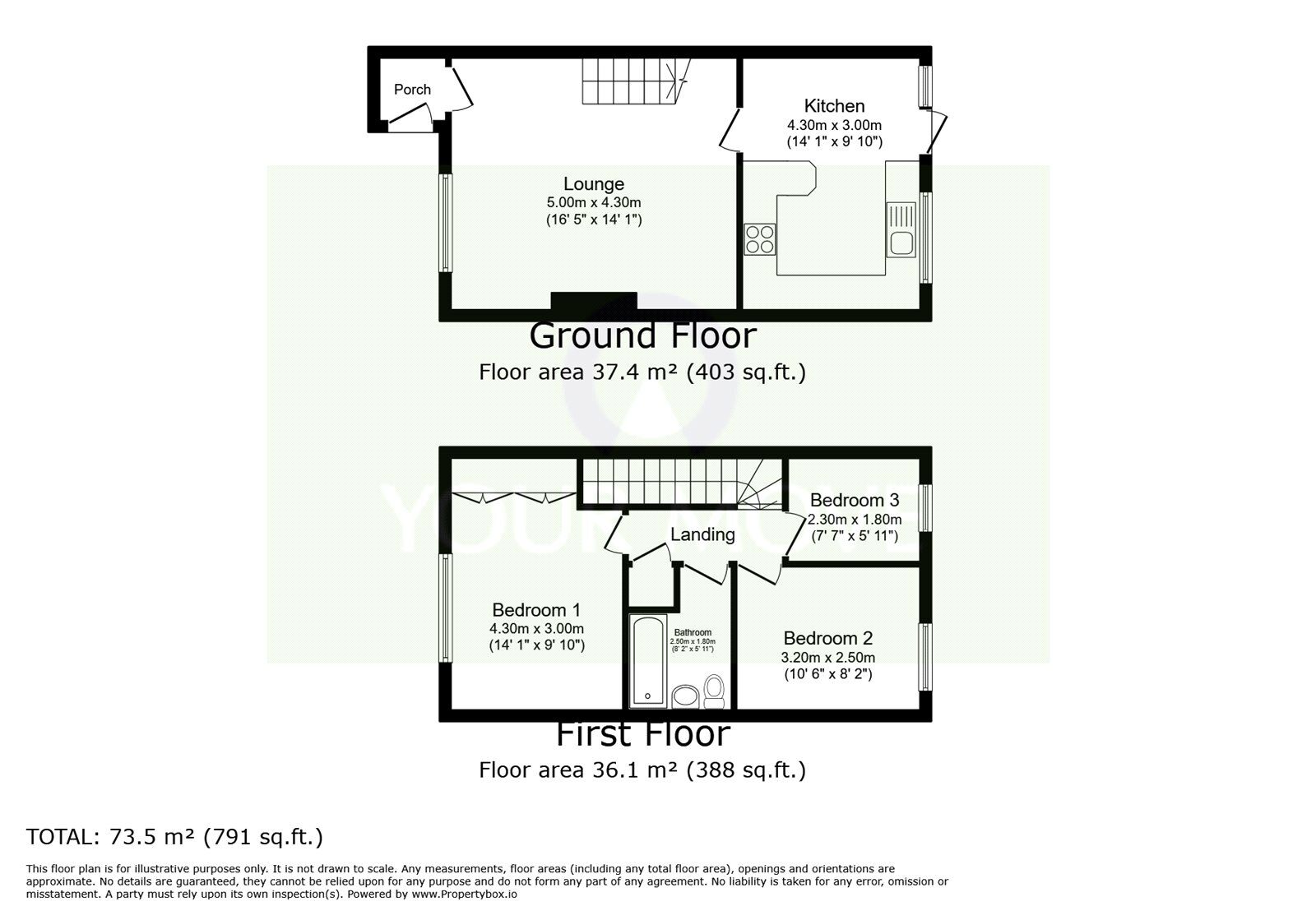 Floorplan of 3 bedroom Semi Detached House for sale, Woodleigh Road, Newton Abbot, Devon, TQ12