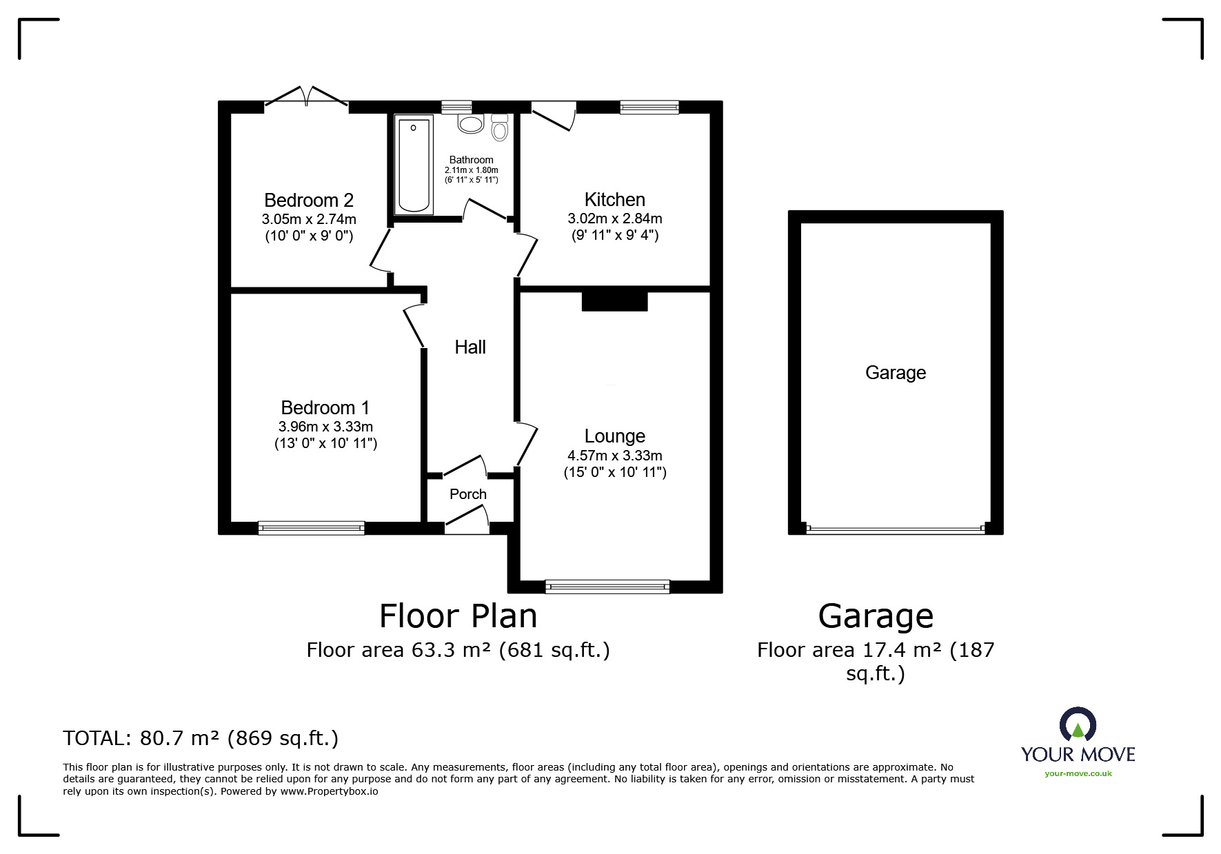 Floorplan of 2 bedroom Detached Bungalow for sale, Coles Lane, Kingskerswell, Devon, TQ12