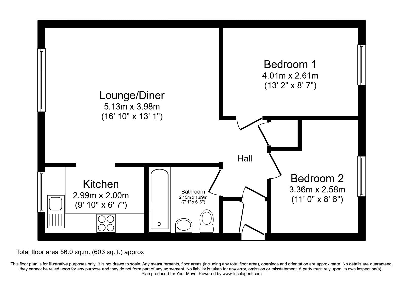 Floorplan of 2 bedroom  Flat for sale, Moorsend, Bradley Valley, Devon, TQ12