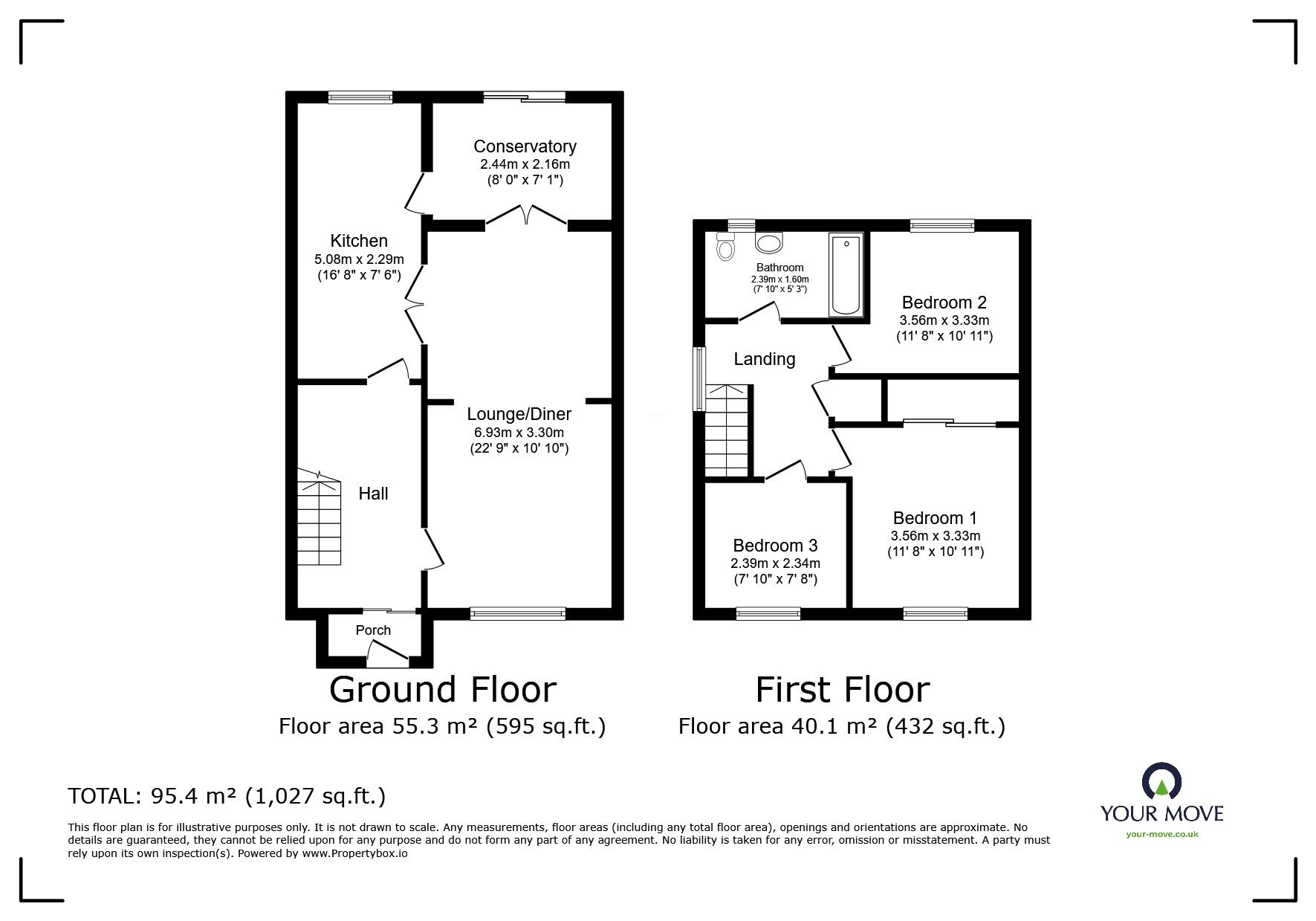 Floorplan of 3 bedroom Semi Detached House for sale, Fairwater Close, Kingsteignton, Devon, TQ12