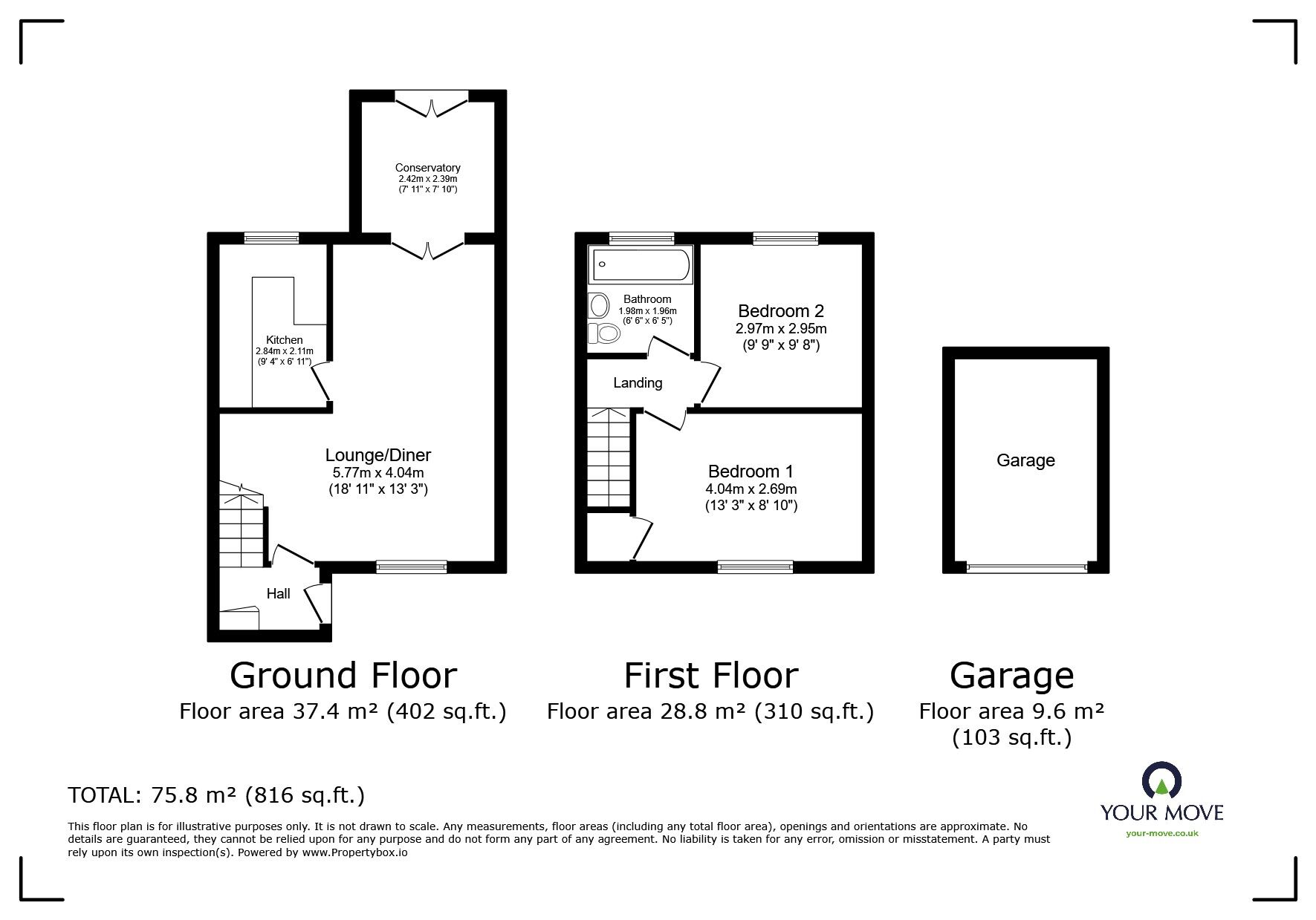 Floorplan of 2 bedroom End Terrace House for sale, Moorsend, Bradley Valley, Devon, TQ12