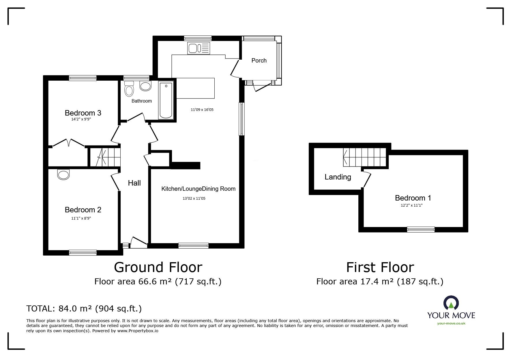 Floorplan of 3 bedroom Semi Detached House for sale, Keyberry Road, Newton Abbot, Devon, TQ12