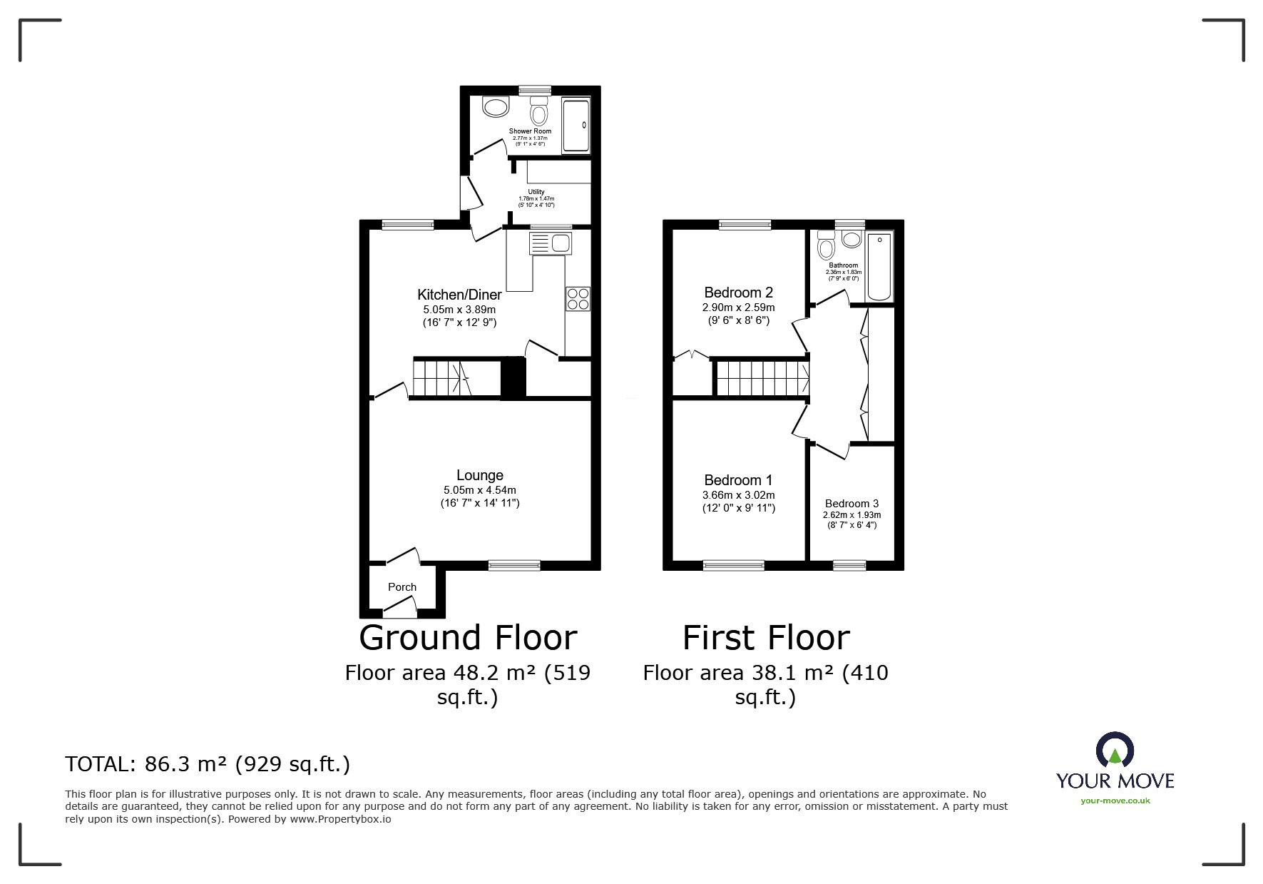 Floorplan of 3 bedroom Mid Terrace House for sale, Decoy Road, Newton Abbot, Devon, TQ12