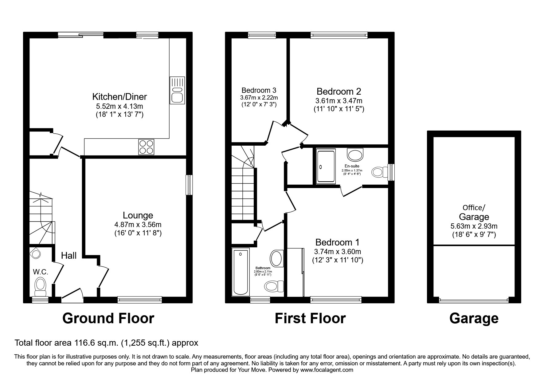 Floorplan of 3 bedroom Detached House for sale, Robin Way, Kingsteignton, Devon, TQ12