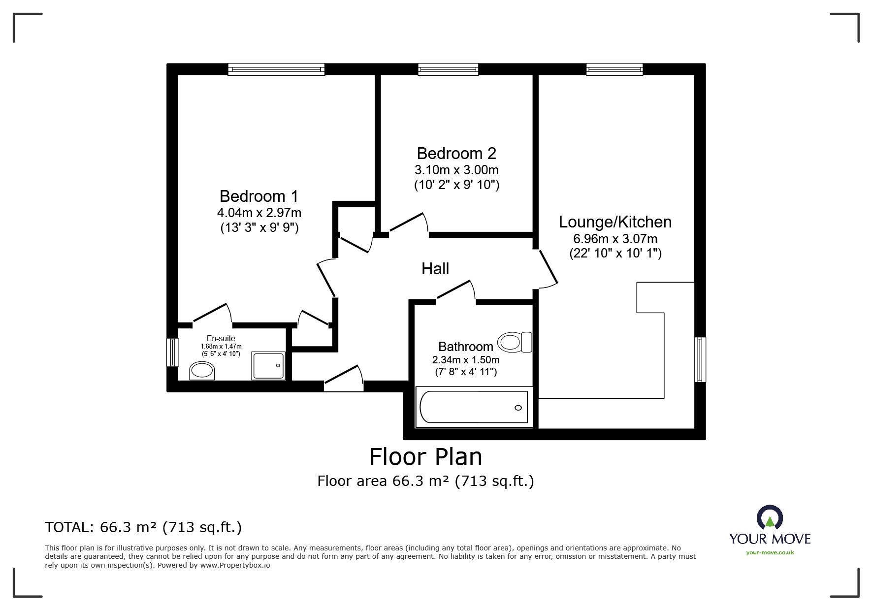 Floorplan of 2 bedroom  Flat for sale, King Street, Newton Abbot, Devon, TQ12