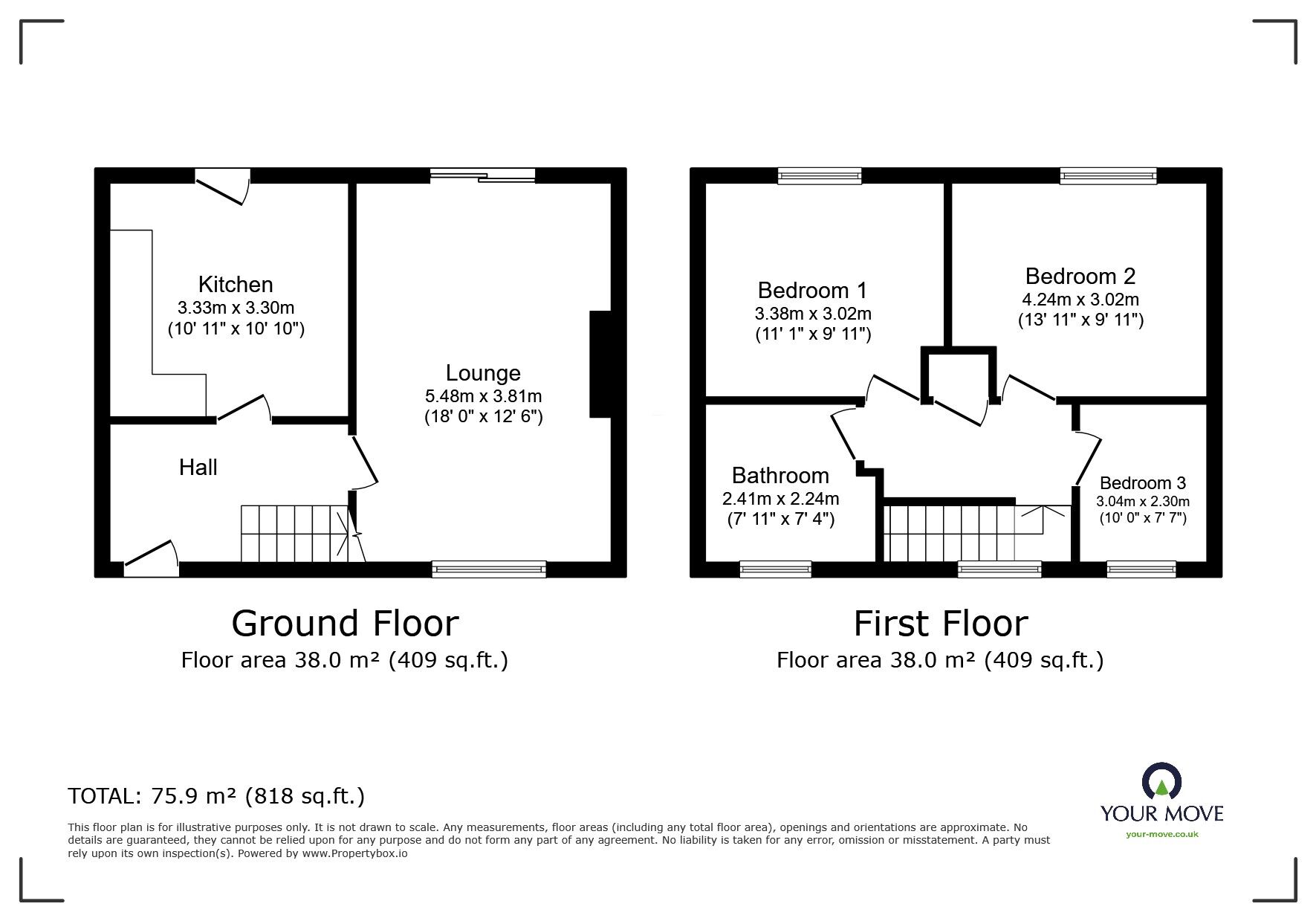 Floorplan of 3 bedroom Mid Terrace House for sale, Garth Road, Torquay, Devon, TQ2