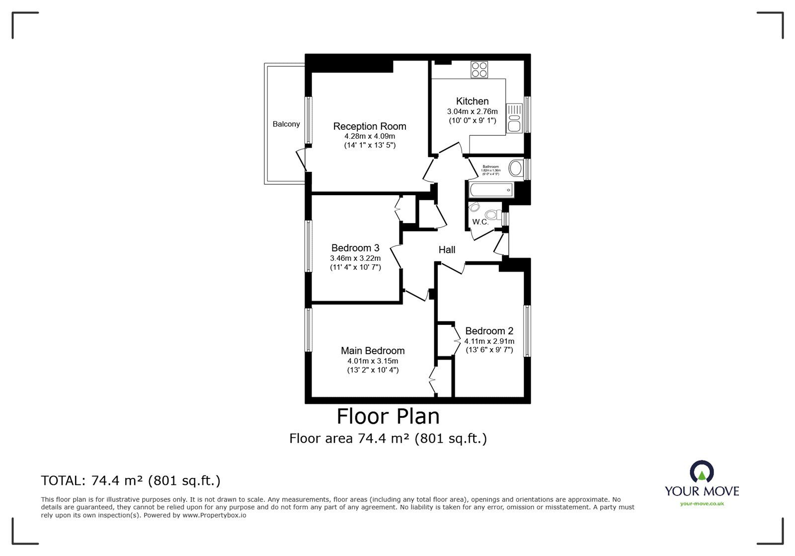 Floorplan of 3 bedroom  Flat for sale, Ely House, Friary Estate, London, SE15