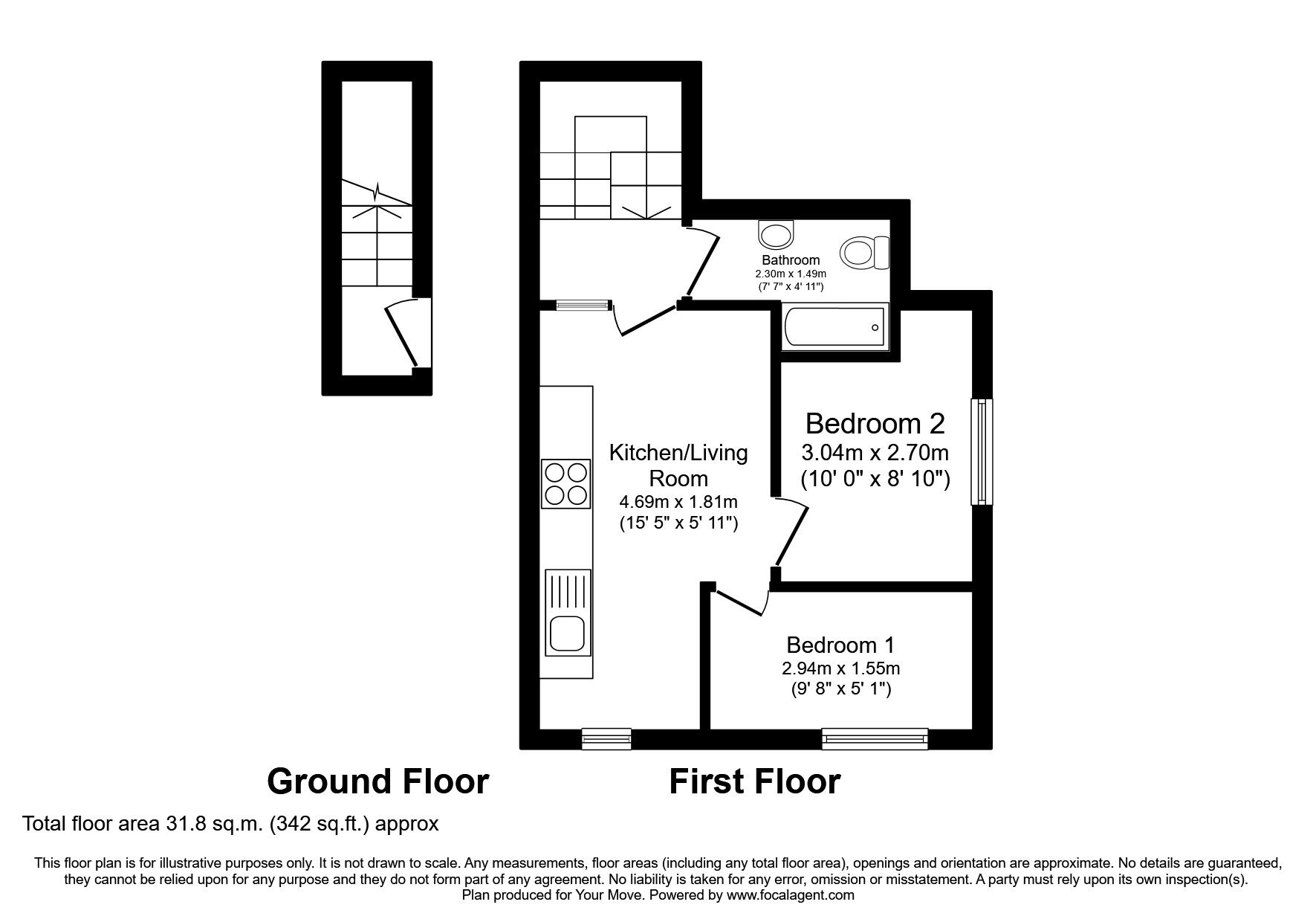 Floorplan of 2 bedroom  Flat for sale, New Cross Road, London, SE14