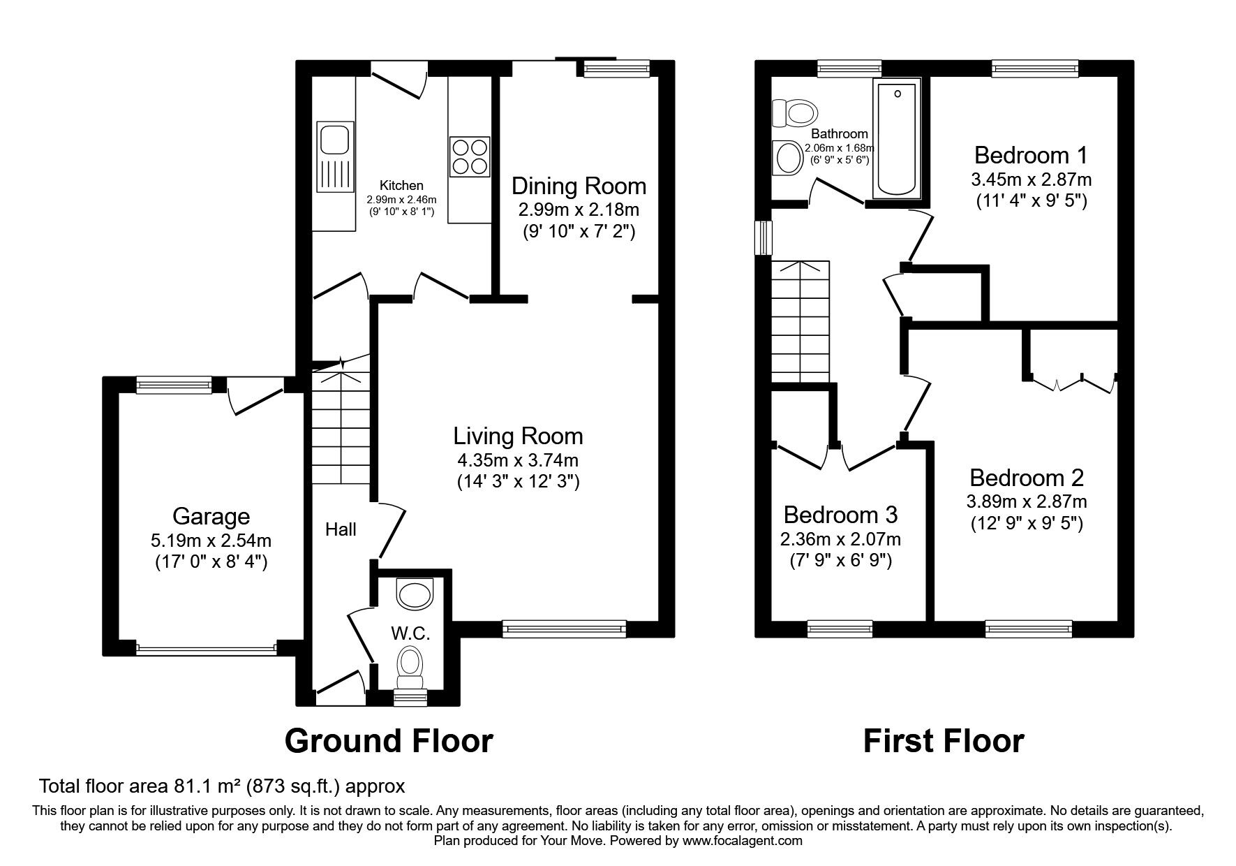 Floorplan of 3 bedroom Semi Detached House for sale, Farrow Lane, London, SE14