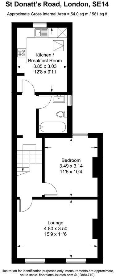 Floorplan of 1 bedroom  Flat to rent, St. Donatts Road, London, SE14