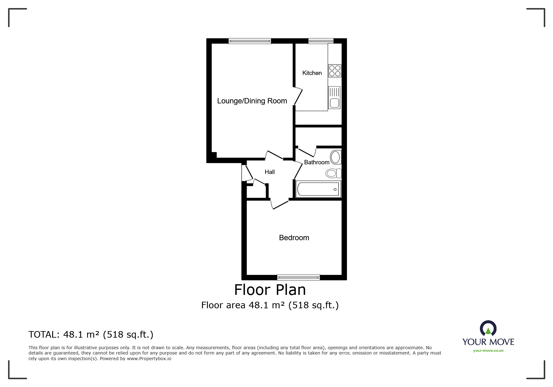 Floorplan of 1 bedroom  Flat for sale, Coleridge Way, Orpington, BR6