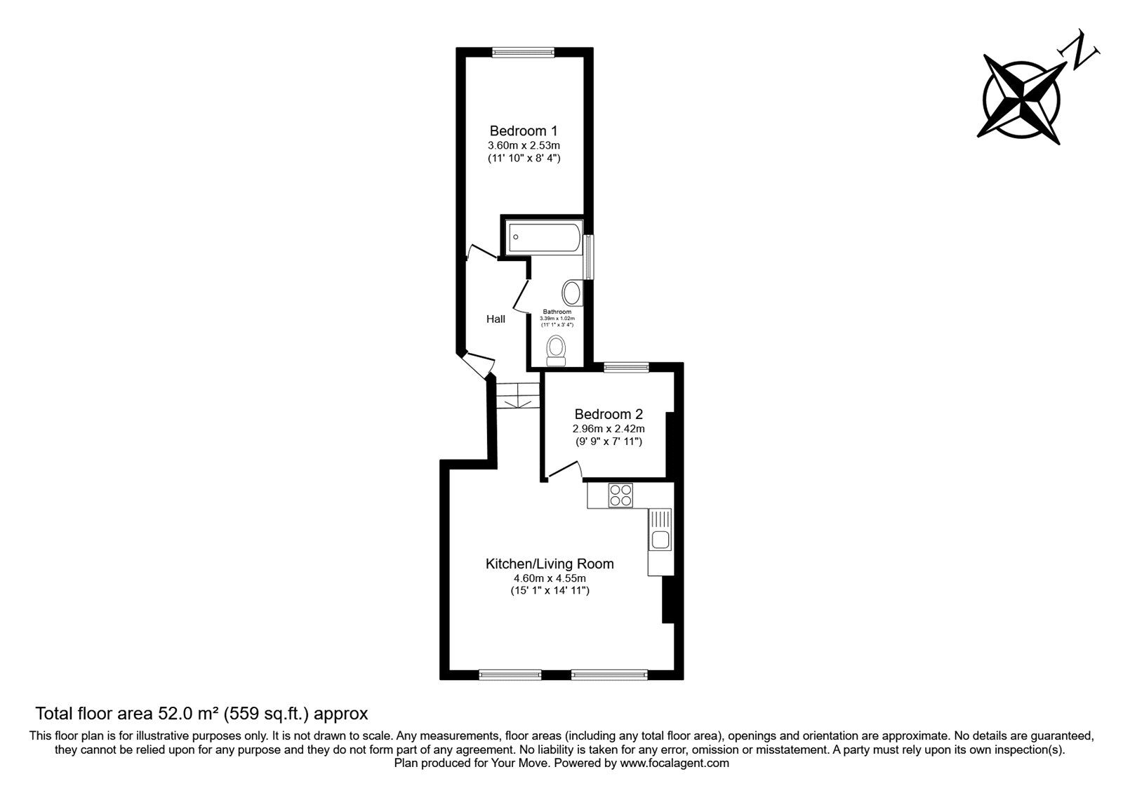 Floorplan of 2 bedroom  Flat to rent, Hollydale Road, London, SE15