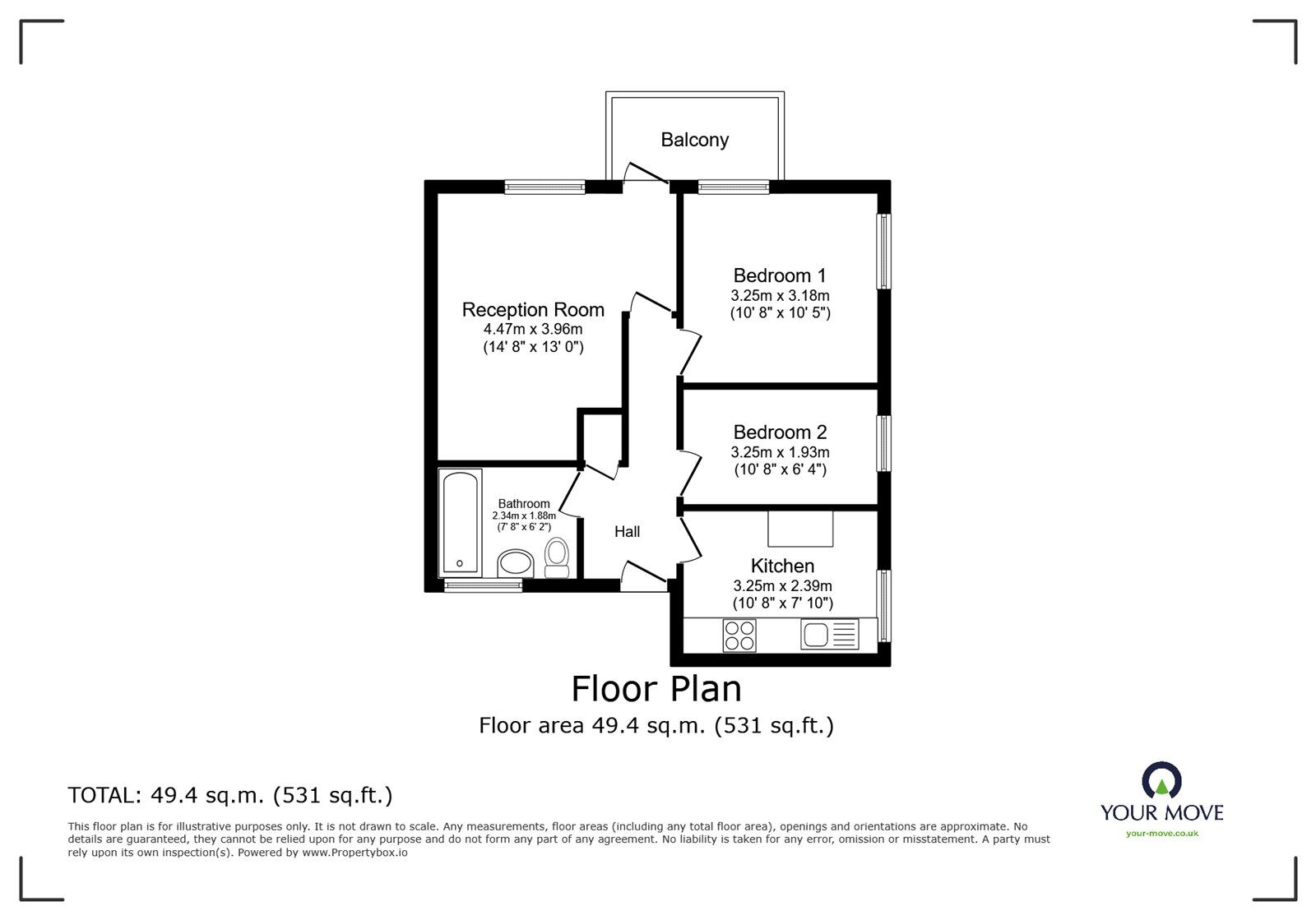 Floorplan of 2 bedroom  Flat for sale, St. Mary's Road, London, SE15