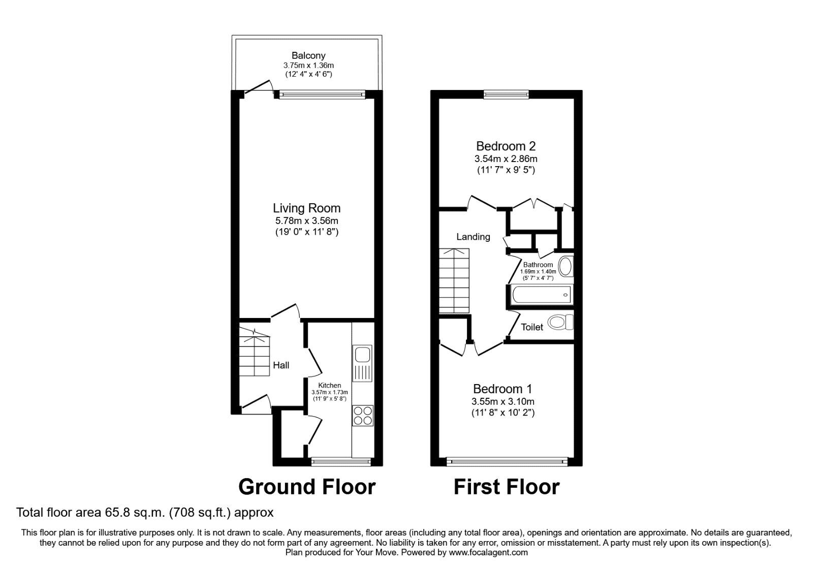 Floorplan of 2 bedroom  Flat to rent, Lindley Estate, Commercial Way, London, SE15