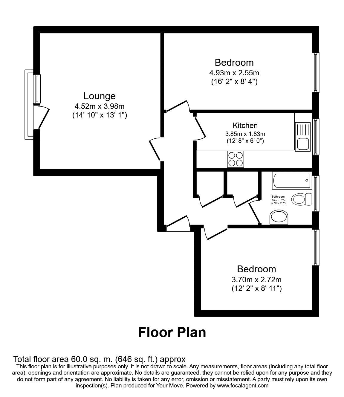 Floorplan of 2 bedroom  Flat for sale, Whitcher Close, London, SE14