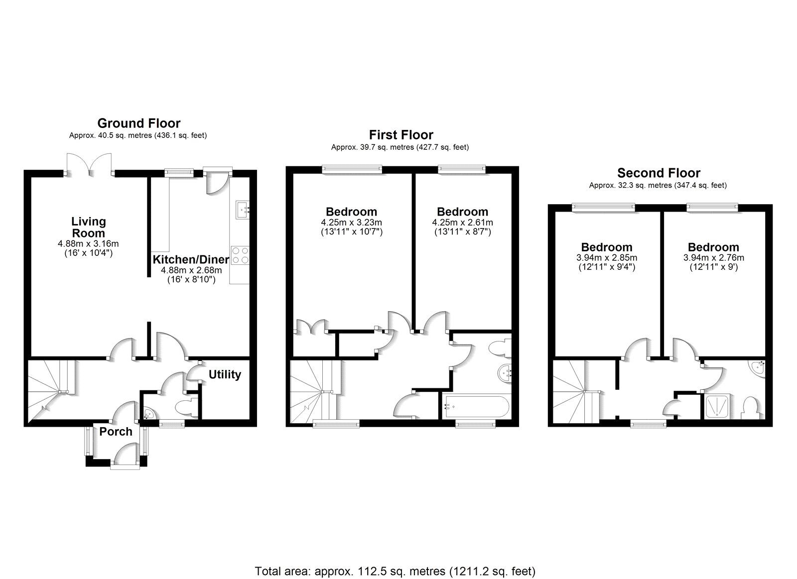 Floorplan of 4 bedroom End Terrace House for sale, Swallow Close, London, SE14