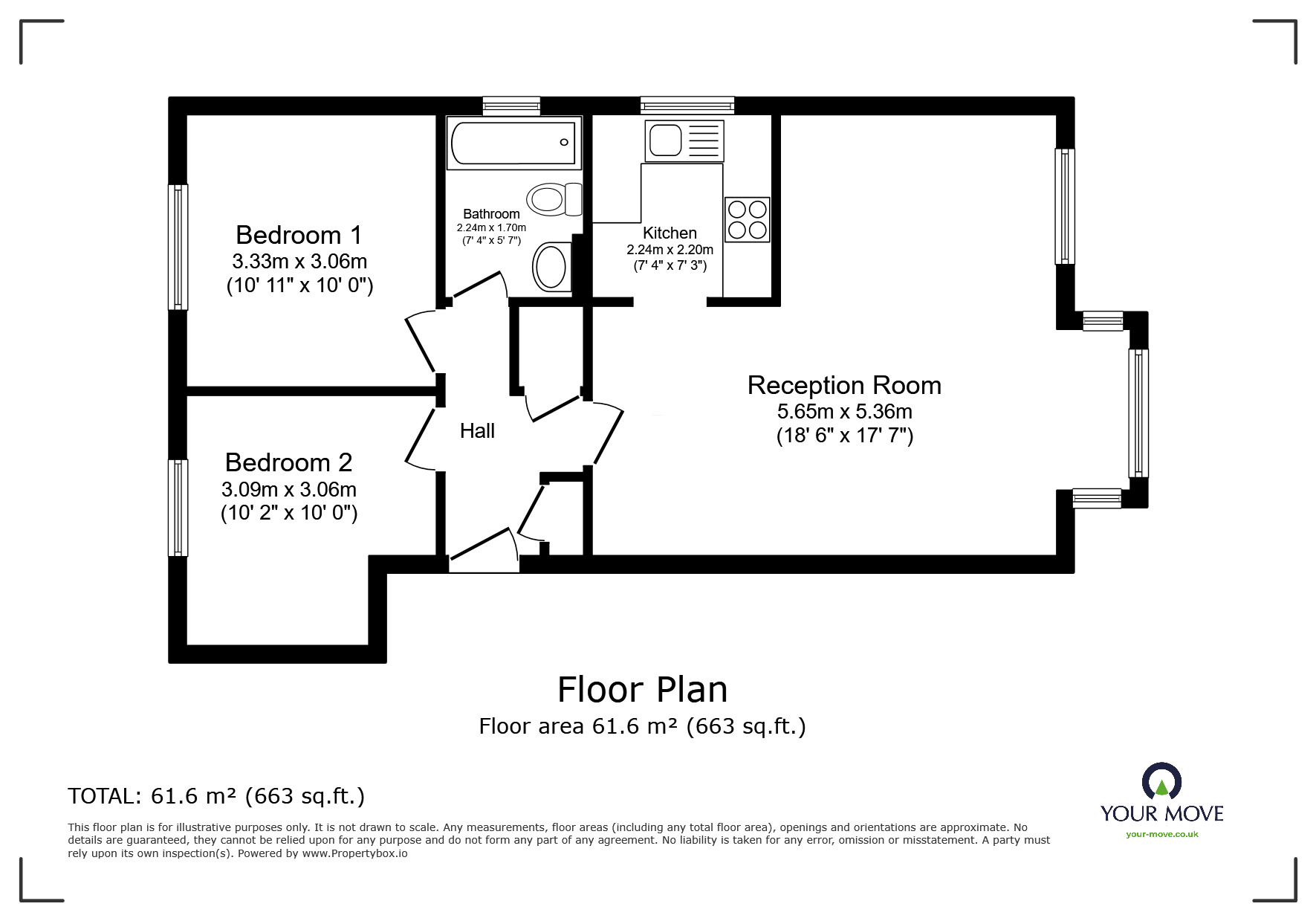 Floorplan of 2 bedroom  Flat for sale, Sterling Gardens, London, SE14