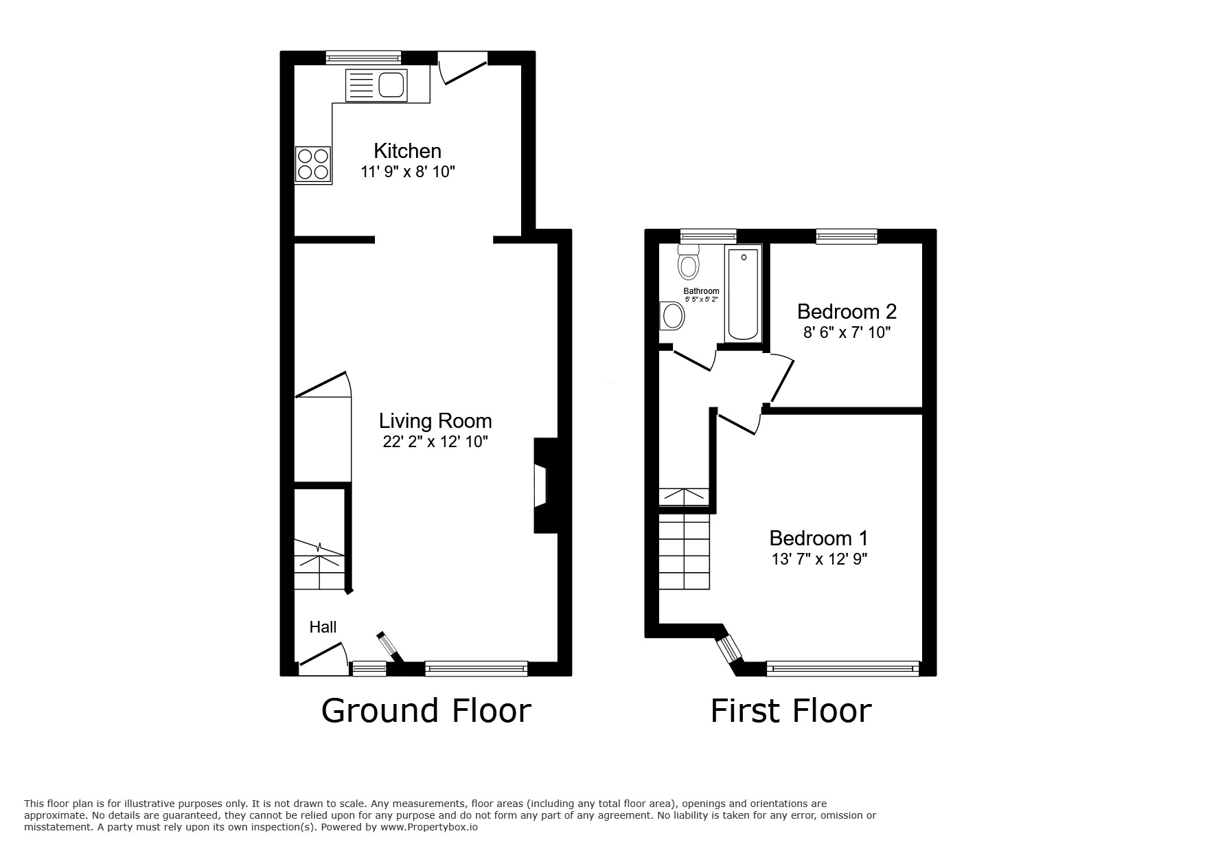 Floorplan of 2 bedroom Mid Terrace House for sale, Parkside Avenue, Bexleyheath, DA7