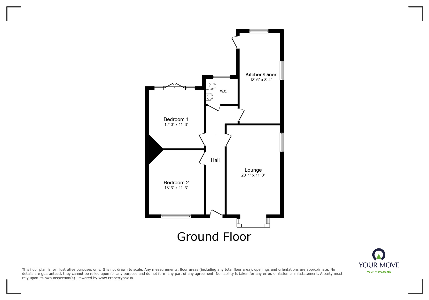 Floorplan of 2 bedroom Semi Detached Bungalow for sale, Peareswood Road, Erith, DA8